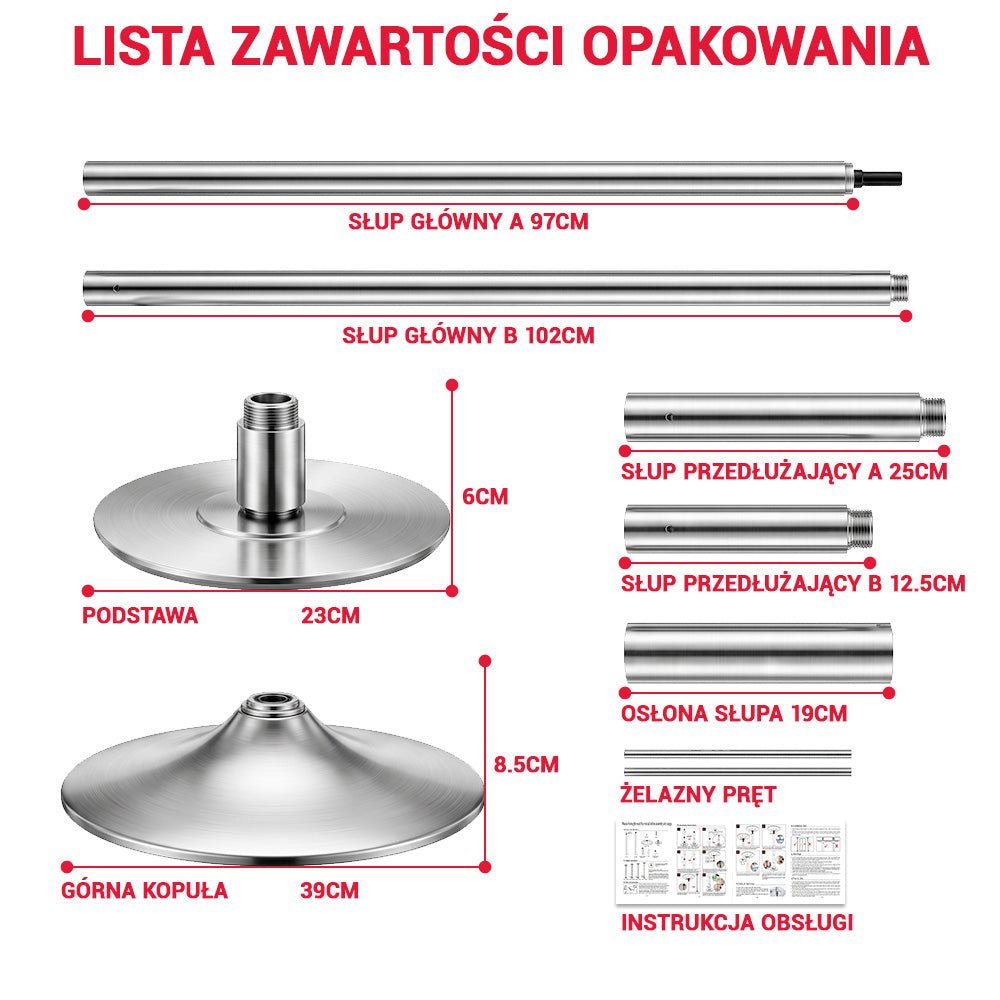 Drążek do Tańca z Regulacją Wysokości