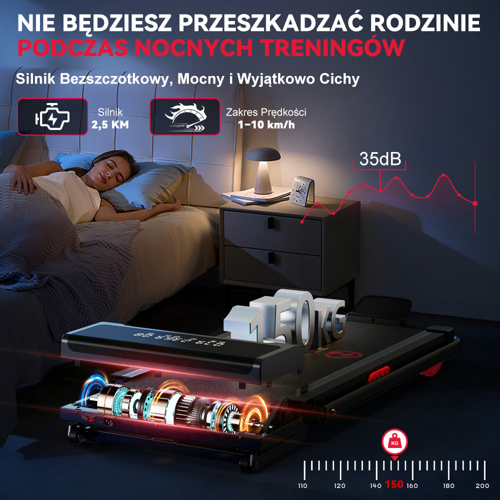 Bieżnia Y3 z Silnikiem Bezszczotkowym, Automatyczne Nachylenie 12%