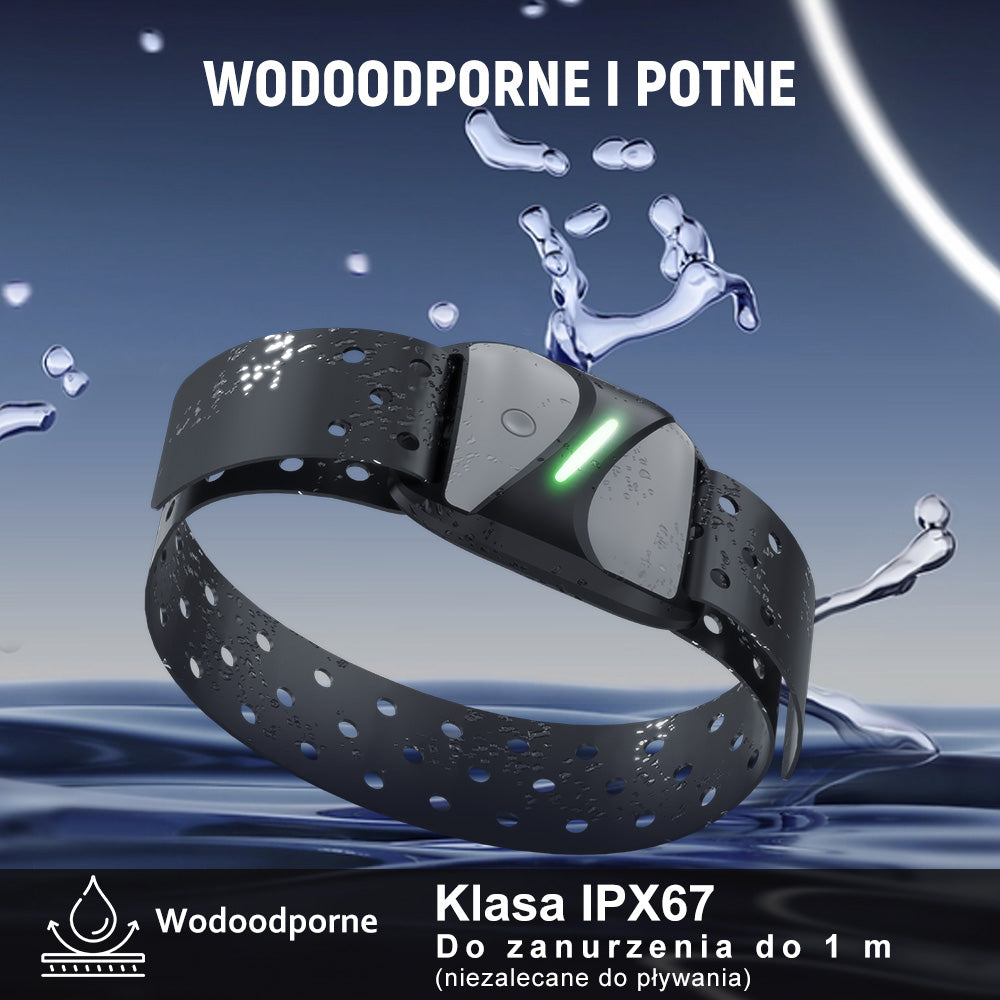 Opaska na Ramię z Pulsometrem, Bluetooth 5.0/ANT+, Wodoodporność IP67