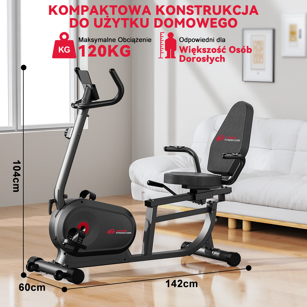 Rower Treningowy Poziomy X1, 16 Poziomów Oporu