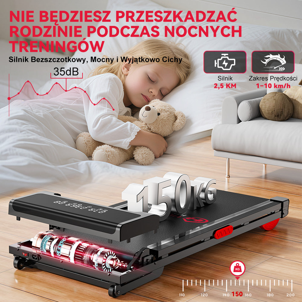 Bieżnia Y3 z Silnikiem Bezszczotkowym, Automatyczne Nachylenie 12%