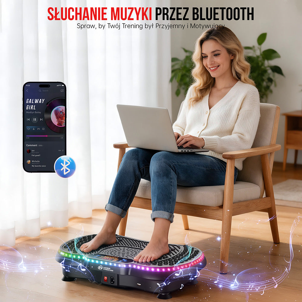 Platforma Wibracyjna Fitness C1, z Oświetleniem LED