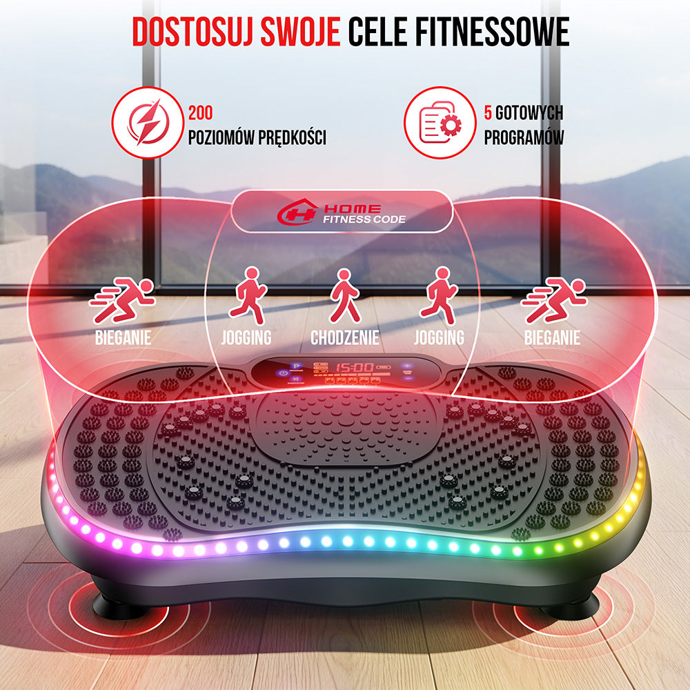 Platforma Wibracyjna Fitness C1, z Oświetleniem LED