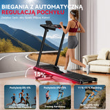 Bieżnia Składana Q5 Pro z Silnikiem Bezszczotkowym, Prędkość 1–12 km/h, Automatyczne Nachylenie 15%