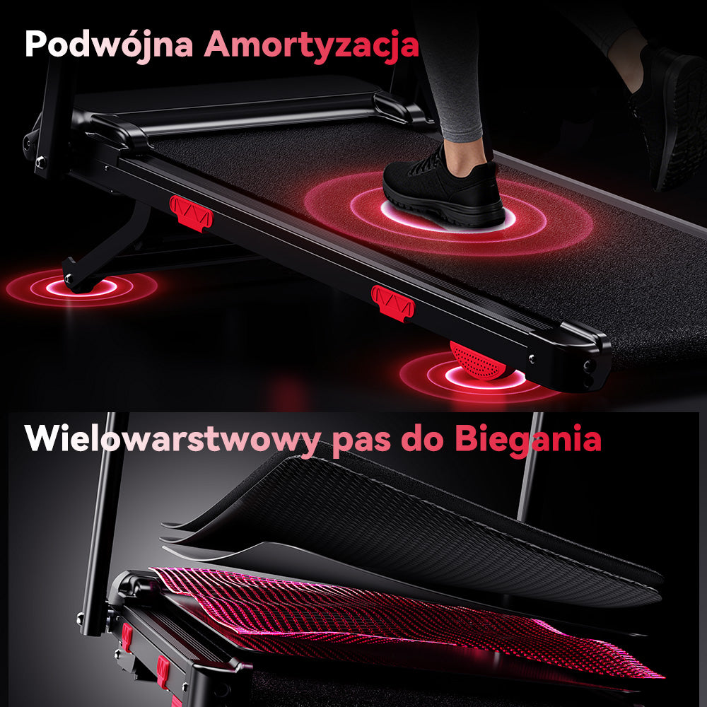 Bieżnia Składana Q5 Pro z Silnikiem Bezszczotkowym, Prędkość 1–12 km/h, Automatyczne Nachylenie 15%