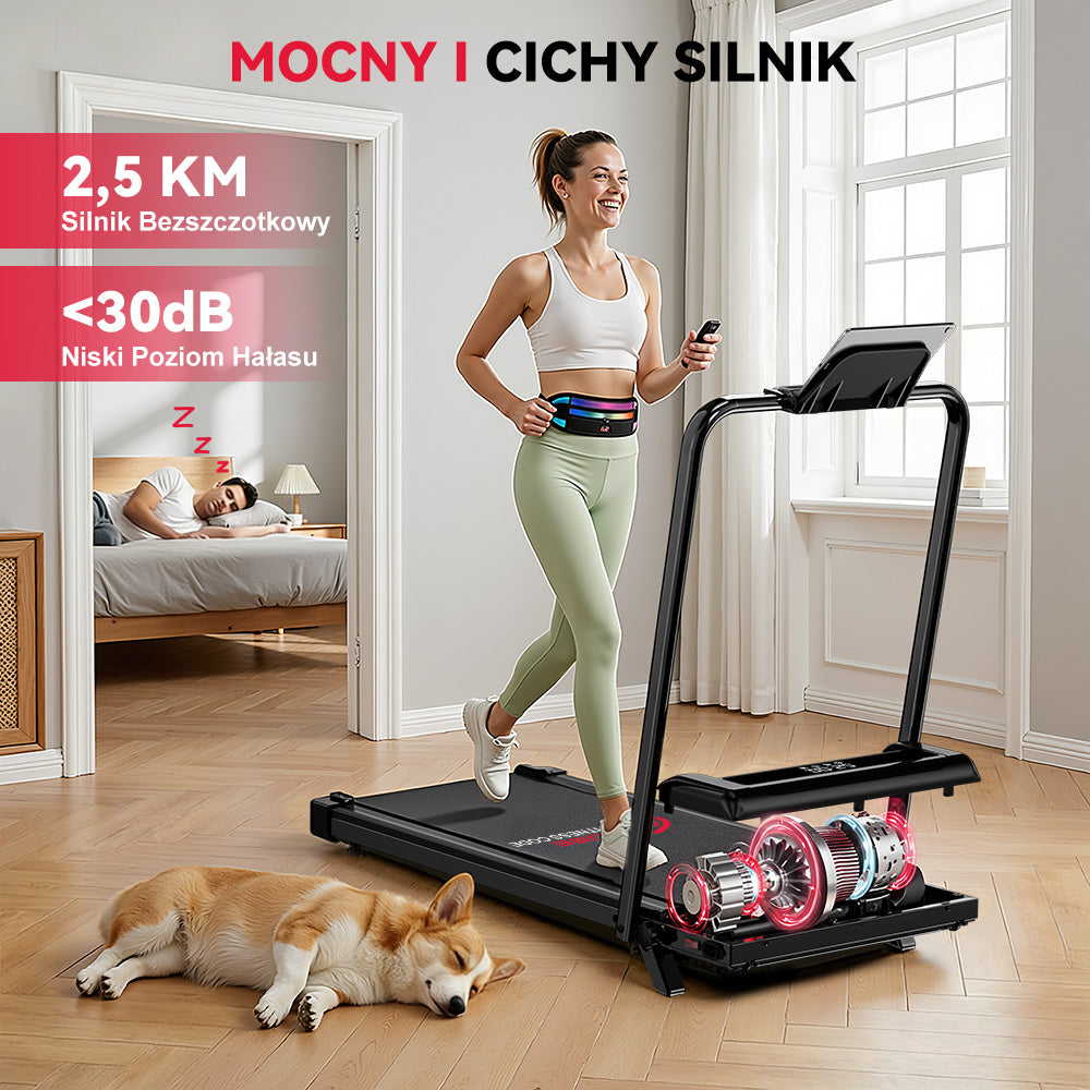Bieżnia Składana Z3 z Silnikiem Bezszczotkowym, Prędkość 1-6 km/h, 5% Nachylenia Ręcznego