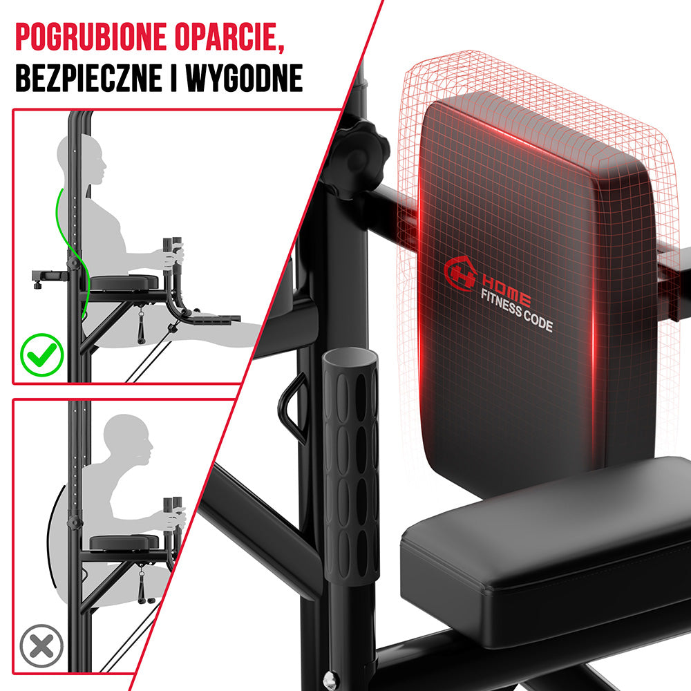 Power Tower Dip Station A1, z Taśmami Oporowymi