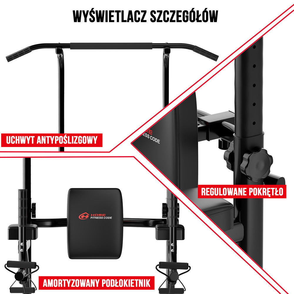 Power Tower Dip Station A1, z Taśmami Oporowymi