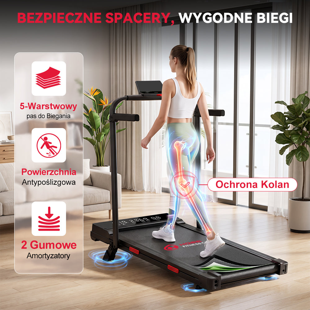 Bieżnia Składana Q2 Pro z 5% Nachylenia Ręcznego, Prędkość 1–10 km/h (Nowa Wersja)