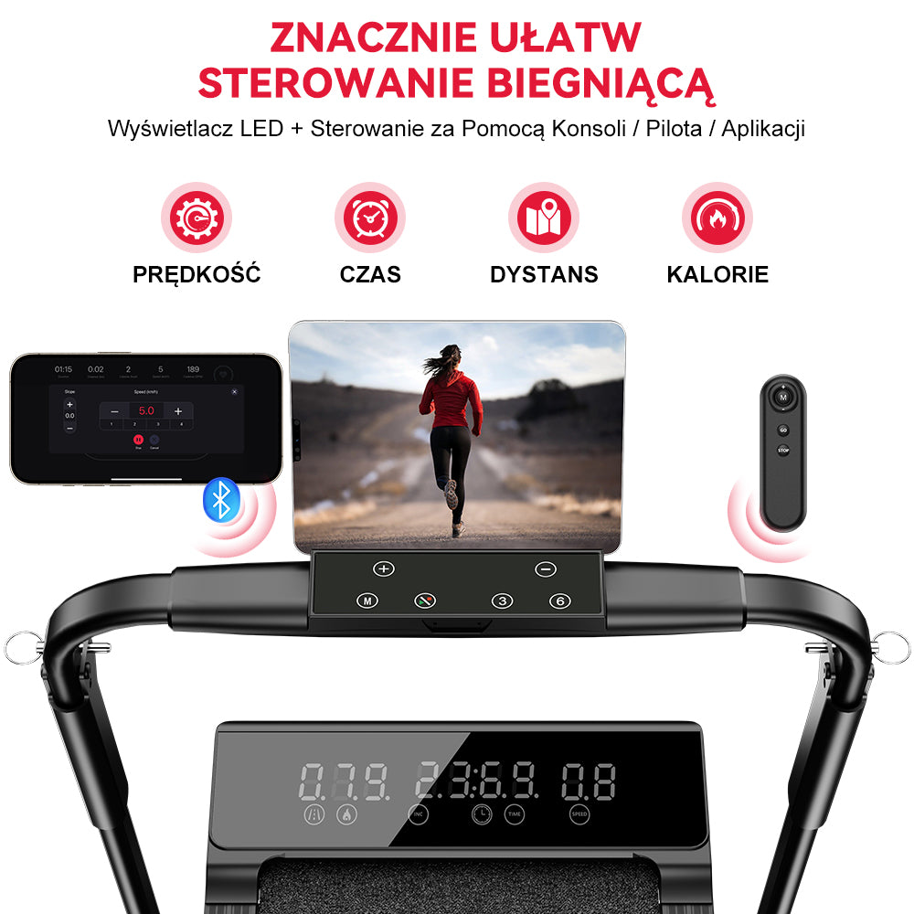 Bieżnia Składana Q2 Pro z 5% Nachylenia Ręcznego, Prędkość 1–10 km/h (Nowa Wersja)