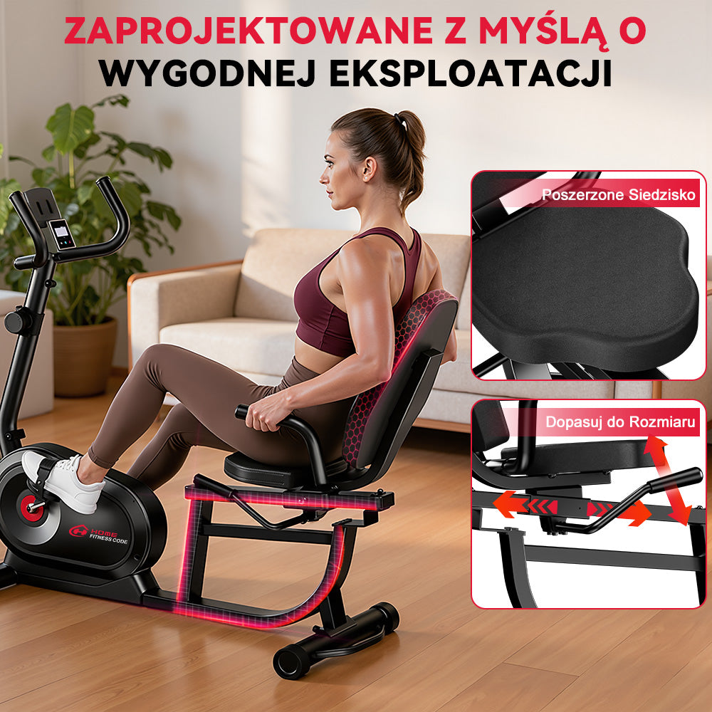 Rower Treningowy Poziomy X1, 16 Poziomów Oporu