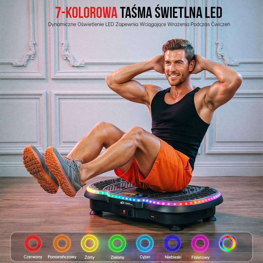 Platforma Wibracyjna Fitness C1, z Oświetleniem LED