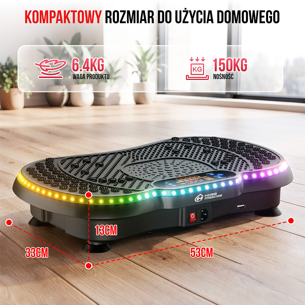 Platforma Wibracyjna Fitness C1, z Oświetleniem LED