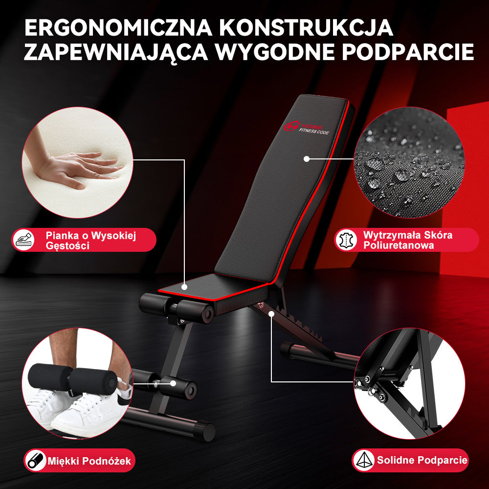 Składana Ławka Treningowa B1, Regulowanym Oparciem
